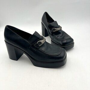 Vintage Mudd 90s Y2K Black Chunky Heel Platform‎ Oxford Penny Loafers Kapfer 8.5